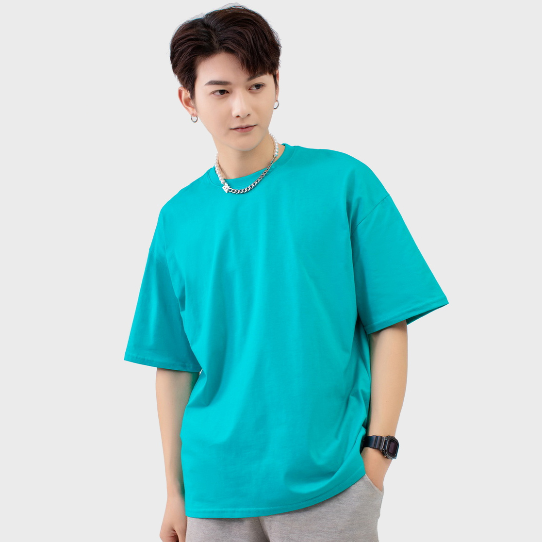 20支210克全棉寬松落肩版T恤
